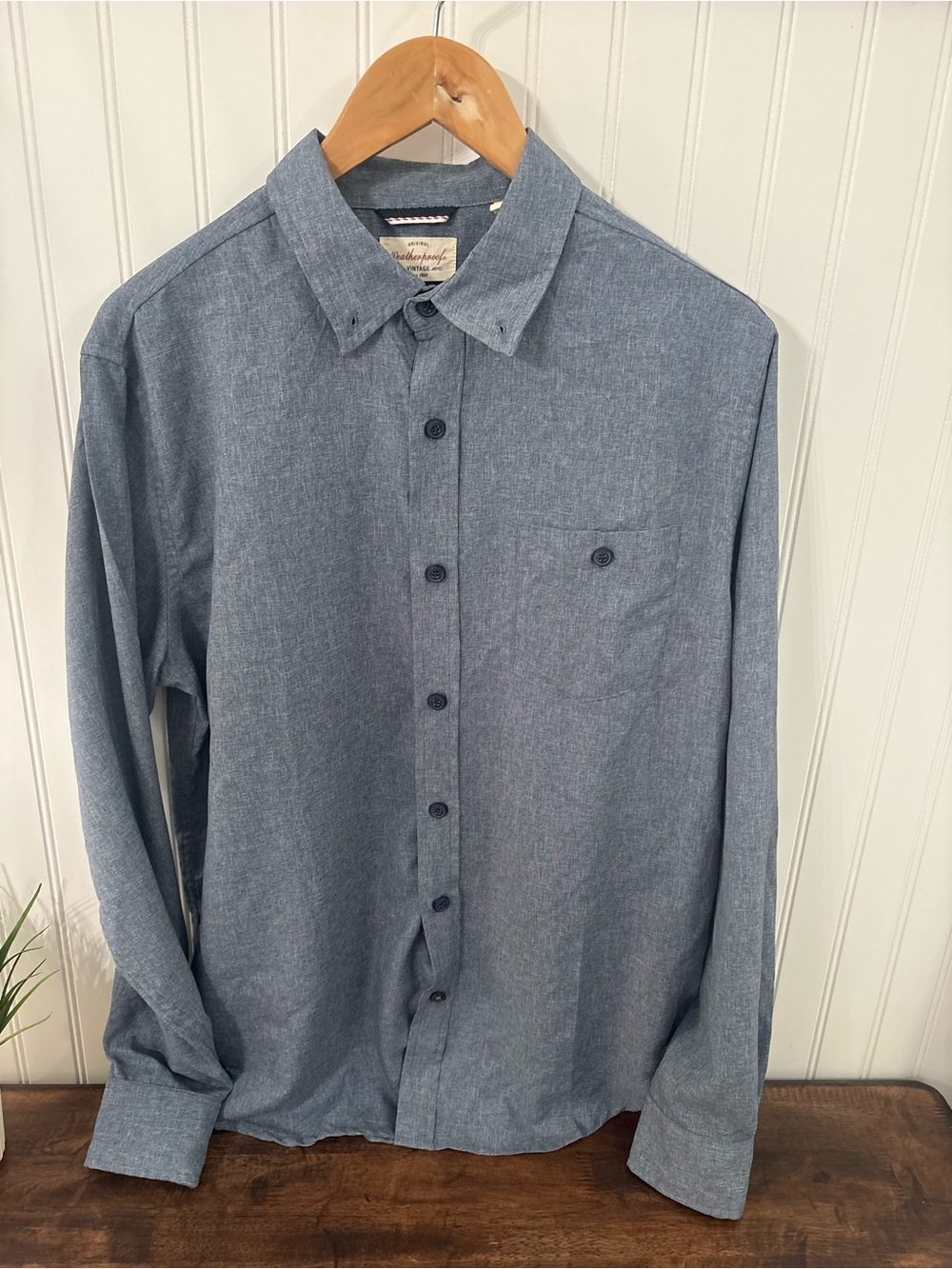 Weatherproof Men's Long-Sleeve Button-Down Shirt - Heather Blue